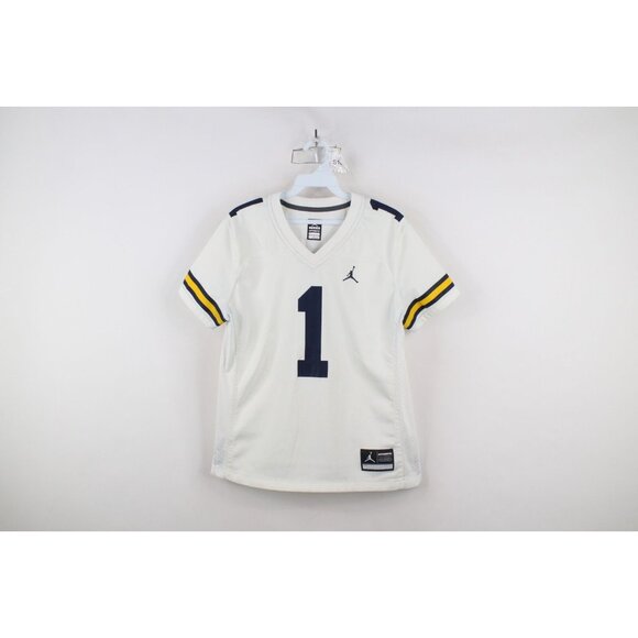 Nike Air Jordan Boys Medium Jumpman University of Michigan Football Jersey White